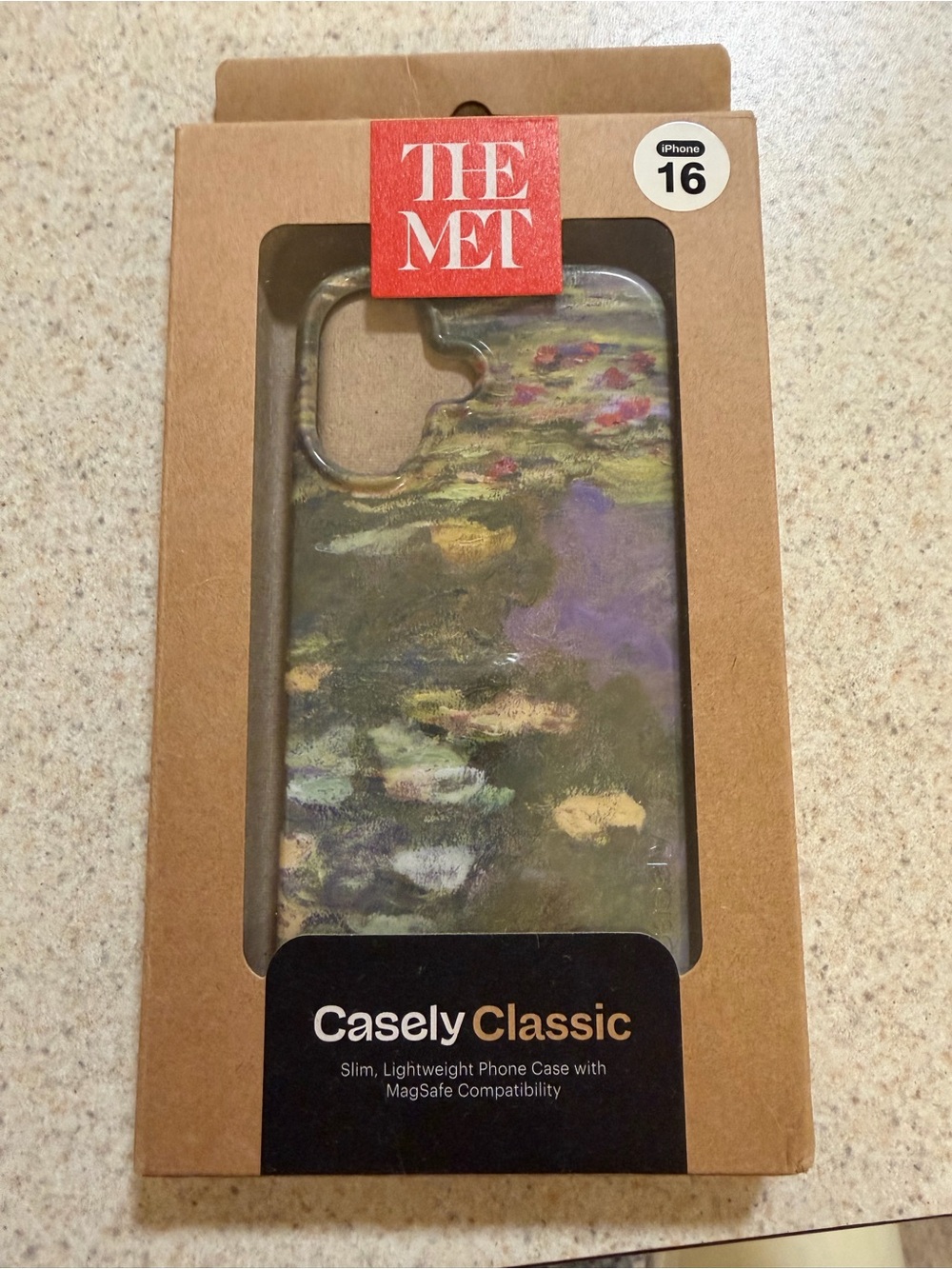 Casely - The Met x Classic iPhone 16 Case - Water Lilies Design (Green/Purple)